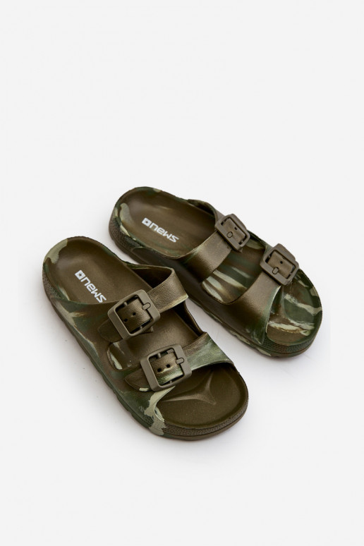Pantofole leggere per ragazzi Pantofole leggere con fibbie in colore kaki Adirnaca