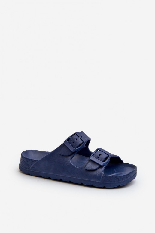 Ciabatte leggere per ragazzi Ciabatte leggere con fibbie in colore blu scuro Adirnaca