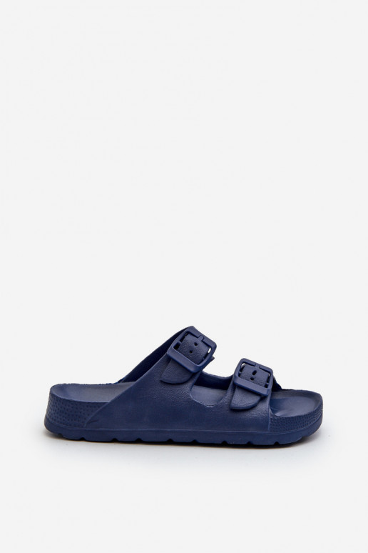 Ciabatte leggere per ragazzi Ciabatte leggere con fibbie in colore blu scuro Adirnaca