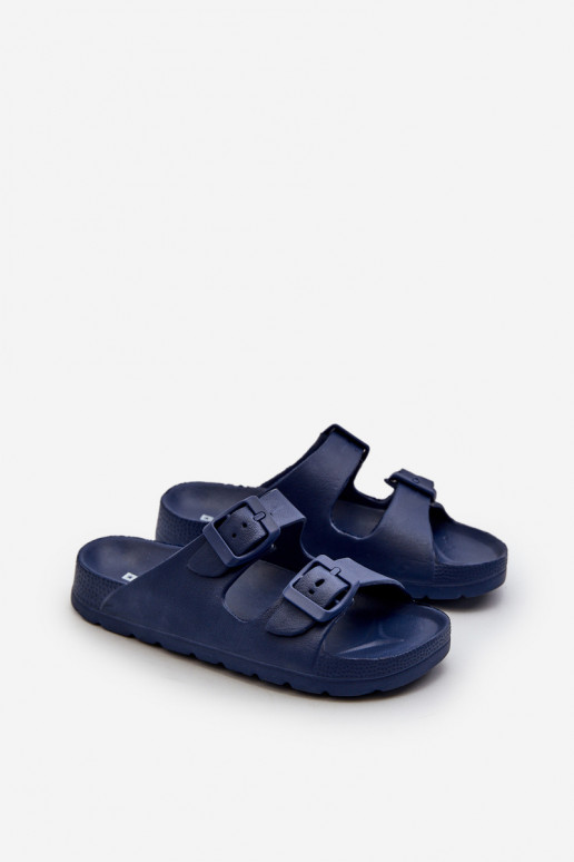 Ciabatte leggere per ragazzi Ciabatte leggere con fibbie in colore blu scuro Adirnaca