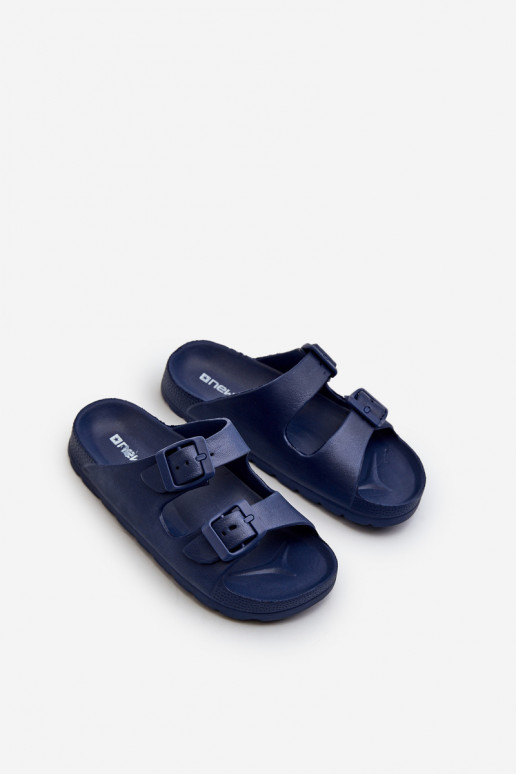 Ciabatte leggere per ragazzi Ciabatte leggere con fibbie in colore blu scuro Adirnaca