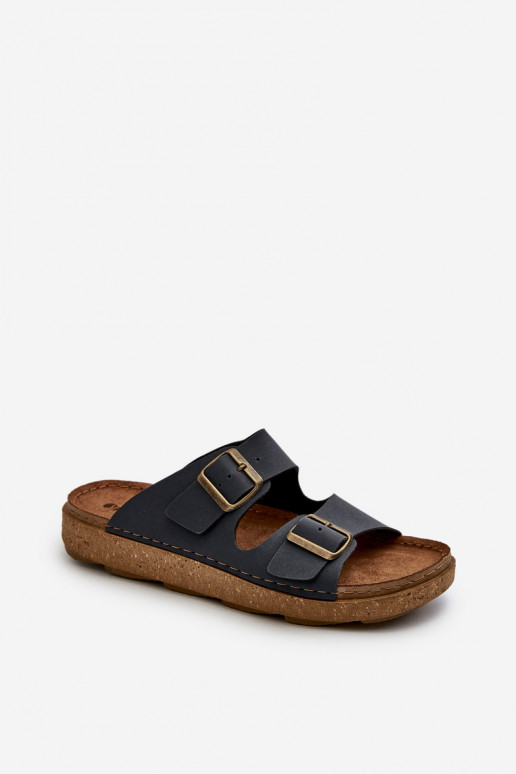 Ciabatte Uomo Easy Comode con fibbie Inblu MT000016 blu scuro