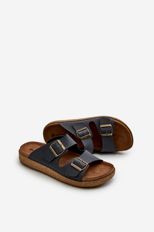 Ciabatte Uomo Easy Comode con fibbie Inblu MT000016 blu scuro