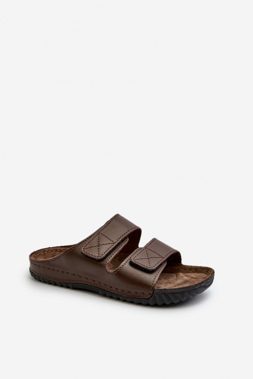 Comode Ciabatte Uomo A Righe Con Velcro Inblu FM00001U Testa di Moro