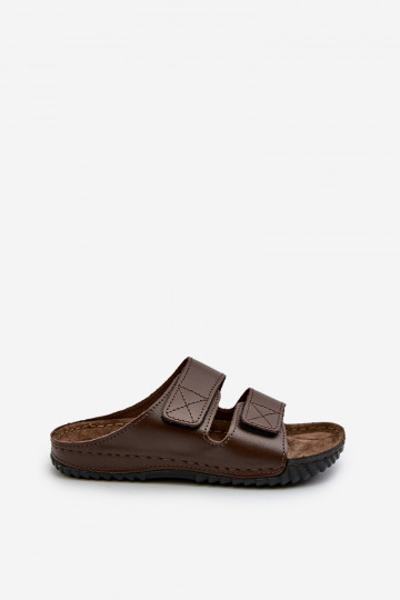 Comode Ciabatte Uomo A Righe Con Velcro Inblu FM00001U Testa di Moro 2