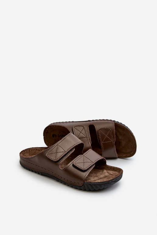 Comode Ciabatte Uomo A Righe Con Velcro Inblu FM00001U Testa di Moro