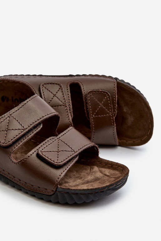 Comode Ciabatte Uomo A Righe Con Velcro Inblu FM00001U Testa di Moro