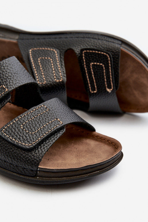 Comode Ciabatte Uomo A Righe Con Velcro Inblu GV00002I Nero