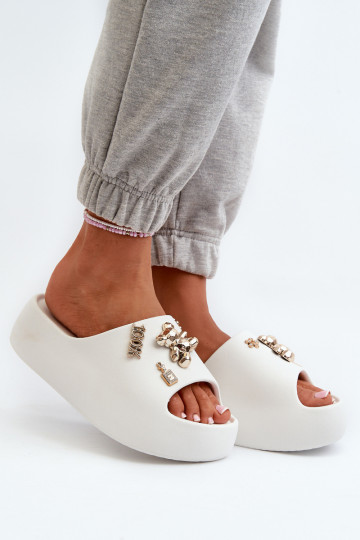 Ciabatte da donna Lengva Ciabatte leggere con bellissimi dettagli in colore bianco Orchia