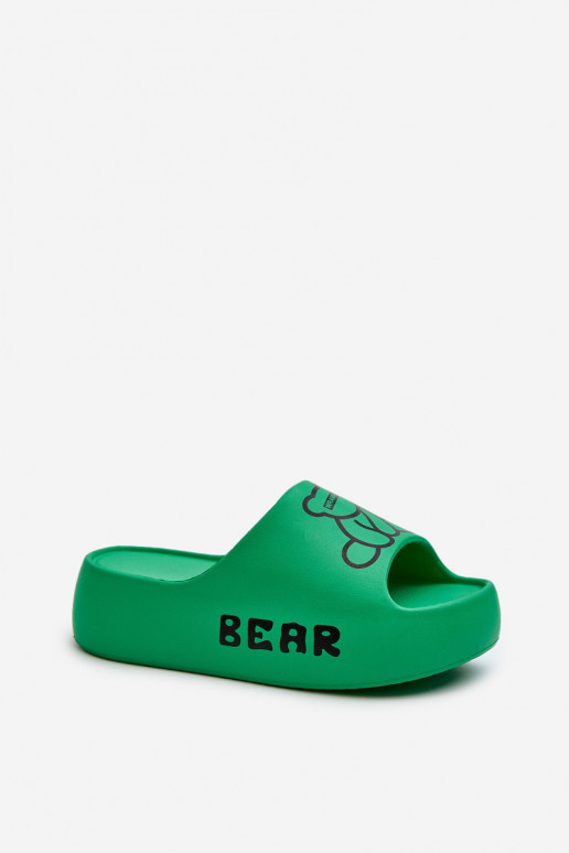 Pantofole leggere Pantofole da donna con suole massicce alla moda con orsetto di colore verde Lamira Pantofole leggere Pantofole da donna con suole massicce alla moda con orsetto di colore verde Lamira