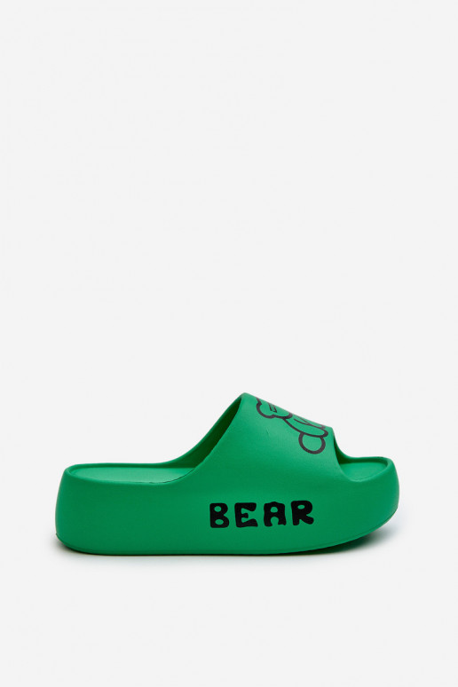 Pantofole leggere Pantofole da donna con suole massicce alla moda con orsetto di colore verde Lamira Pantofole leggere Pantofole da donna con suole massicce alla moda con orsetto di colore verde Lamira