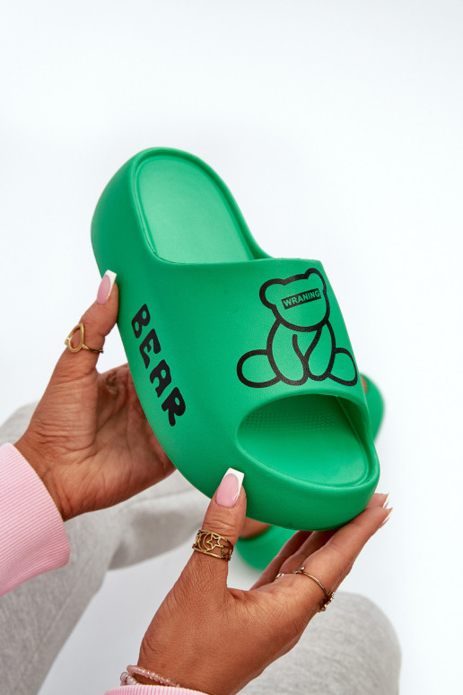 Pantofole leggere Pantofole da donna con suole massicce alla moda con orsetto di colore verde Lamira Pantofole leggere Pantofole da donna con suole massicce alla moda con orsetto di colore verde Lamira