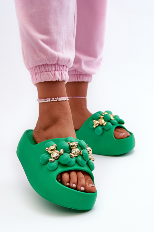 Pantofole da donna Pantofole leggere con bellissimi dettagli con una suola massiccia in Bremavia verde
