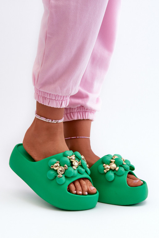Pantofole da donna Pantofole leggere con bellissimi dettagli con una suola massiccia in Bremavia verde