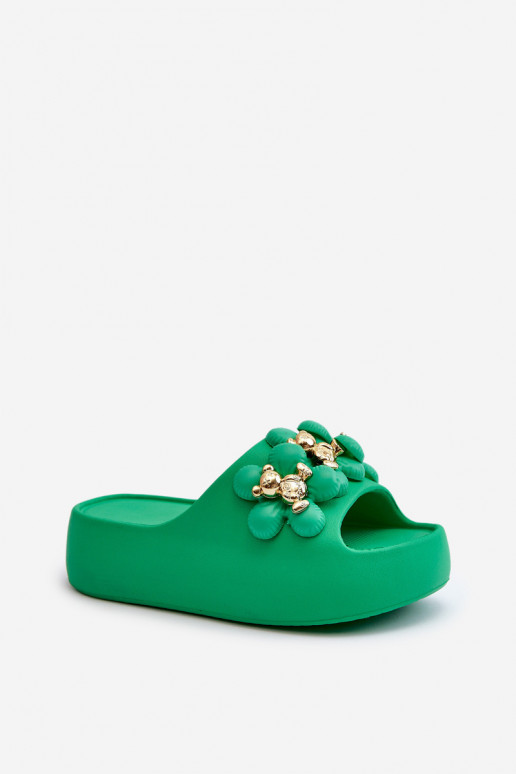 Pantofole da donna Pantofole leggere con bellissimi dettagli con una suola massiccia in Bremavia verde Pantofole da donna Pantofole leggere con bellissimi dettagli con una suola massiccia in Bremavia verde