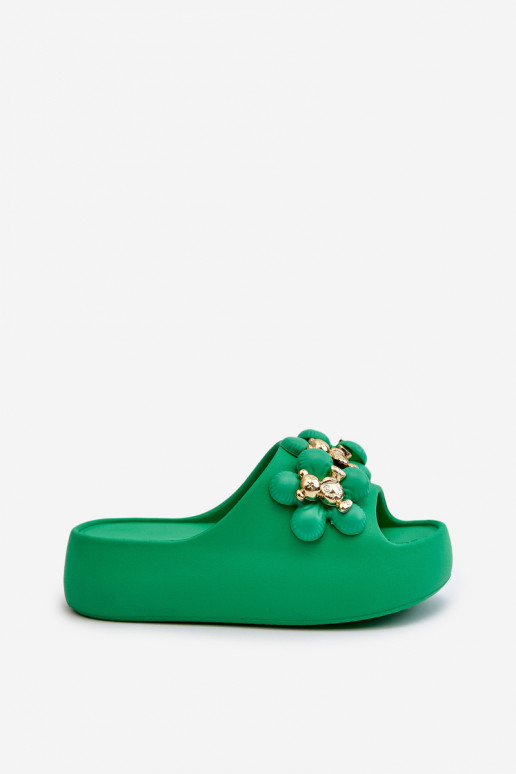 Pantofole da donna Pantofole leggere con bellissimi dettagli con una suola massiccia in Bremavia verde Pantofole da donna Pantofole leggere con bellissimi dettagli con una suola massiccia in Bremavia verde