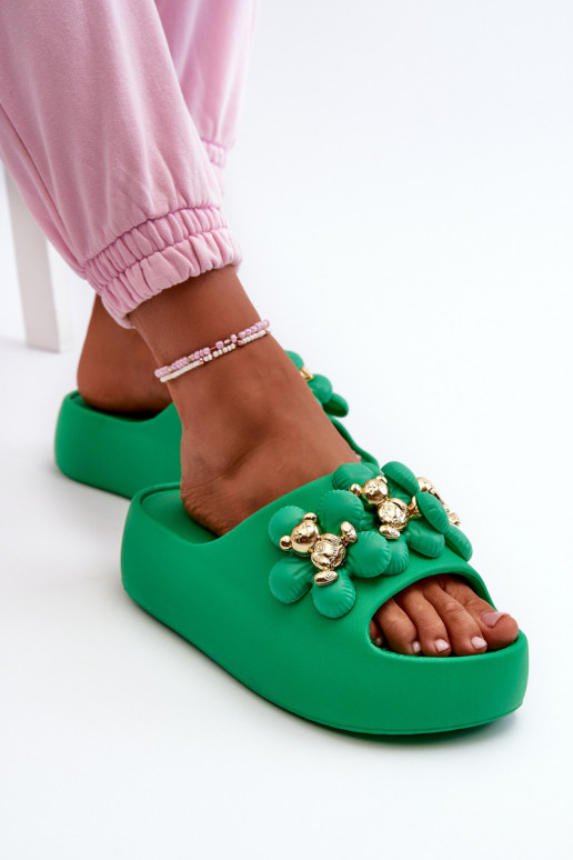 Pantofole da donna Pantofole leggere con bellissimi dettagli con una suola massiccia in Bremavia verde Pantofole da donna Pantofole leggere con bellissimi dettagli con una suola massiccia in Bremavia verde