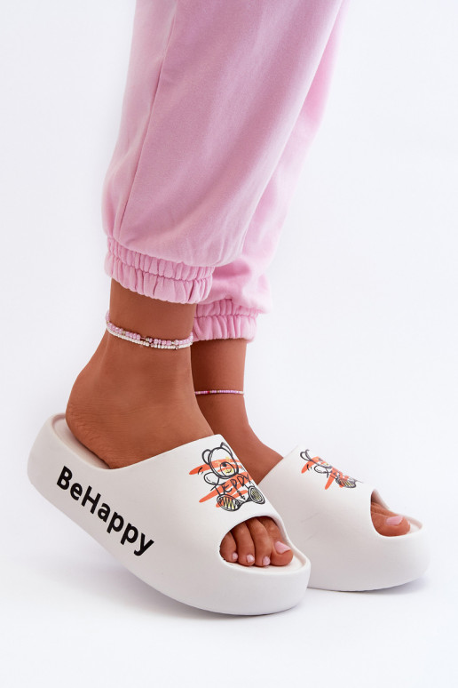 Pantofole leggere da donna con suola massiccia Con un orsacchiotto Pantofole leggere in colore bianco Serefina