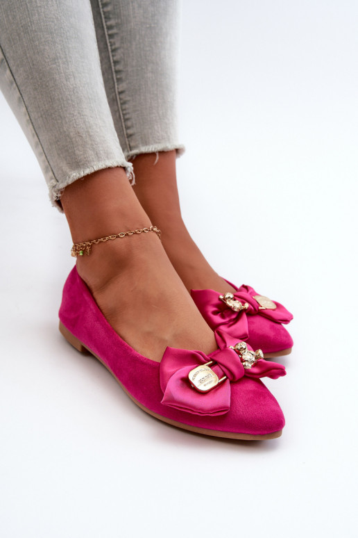 Ballerine da donna in Eco suede con nastri I Broszka colore rosa Satris