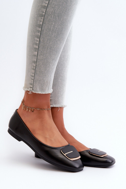 Ballerine da donna in ecopelle con ornamenti colore nero Edoslli