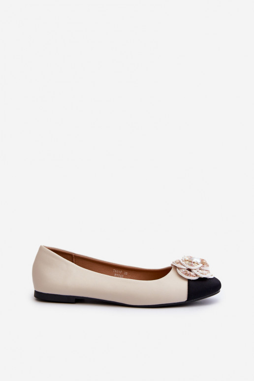 Ballerine da donna in ecopelle con decoro Detalem beige Dinella