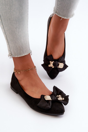 Ballerine da donna in Eco suede con nastri I Broszka colore nero Satris