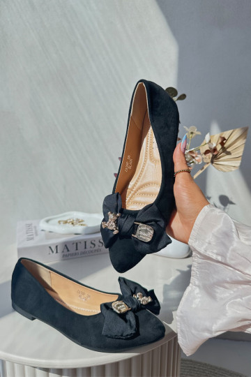 Ballerine da donna in Eco suede con nastri I Broszka colore nero Satris 2