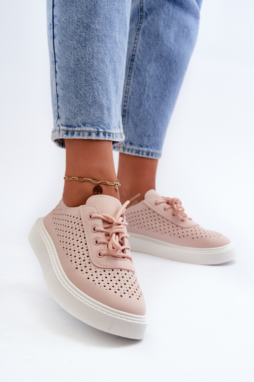 con elementi traforati scarpe per il tempo libero Scarpe modello sneakers con plateau colore rosa Tanvi