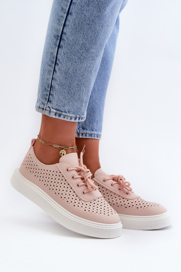 con elementi traforati scarpe per il tempo libero Scarpe modello sneakers con plateau colore rosa Tanvi 2