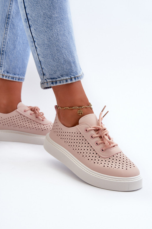 con elementi traforati scarpe per il tempo libero Scarpe modello sneakers con plateau colore rosa Tanvi