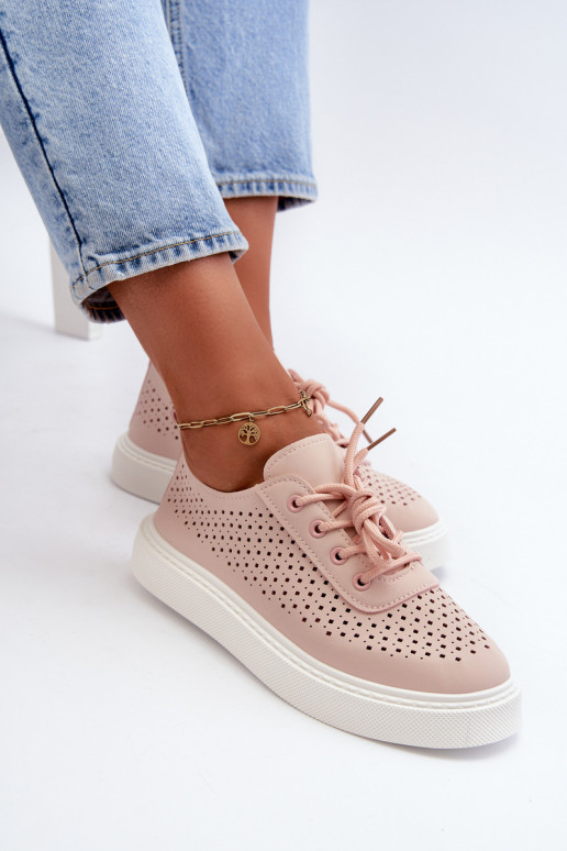 con elementi traforati scarpe per il tempo libero Scarpe modello sneakers con plateau colore rosa Tanvi