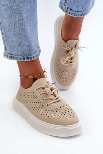 con elementi traforati scarpe casual Scarpe modello sneakers con plateau Tanvi beige