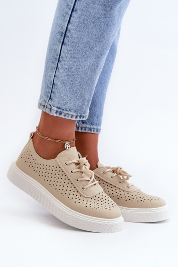 con elementi traforati scarpe casual Scarpe modello sneakers con plateau Tanvi beige 2
