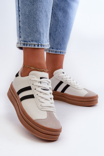 Scarpe modello sneakers da Donna con plateau in colore bianco Egelia