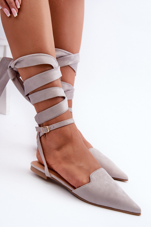 ballerine con nastri in eco-camoscio Z Scarpe a punta grigio Ellesara