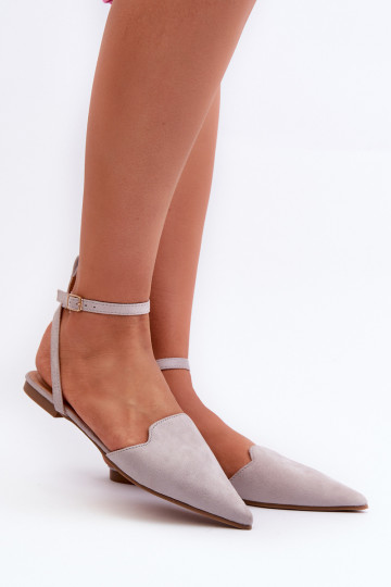 ballerine con nastri in eco-camoscio Z Scarpe a punta grigio Ellesara 2