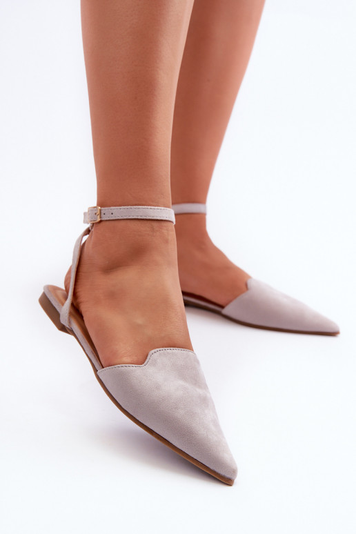 ballerine con nastri in eco-camoscio Z Scarpe a punta grigio Ellesara