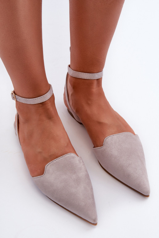 ballerine con nastri in eco-camoscio Z Scarpe a punta grigio Ellesara