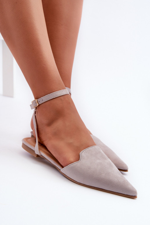 ballerine con nastri in eco-camoscio Z Scarpe a punta grigio Ellesara