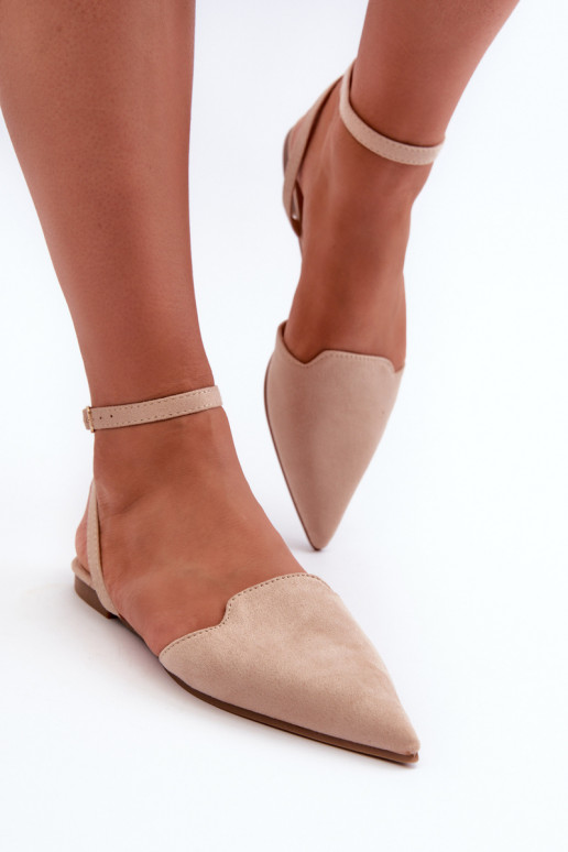 ballerine con nastri in eco-camoscio Z Scarpe a punta beige Ellesara