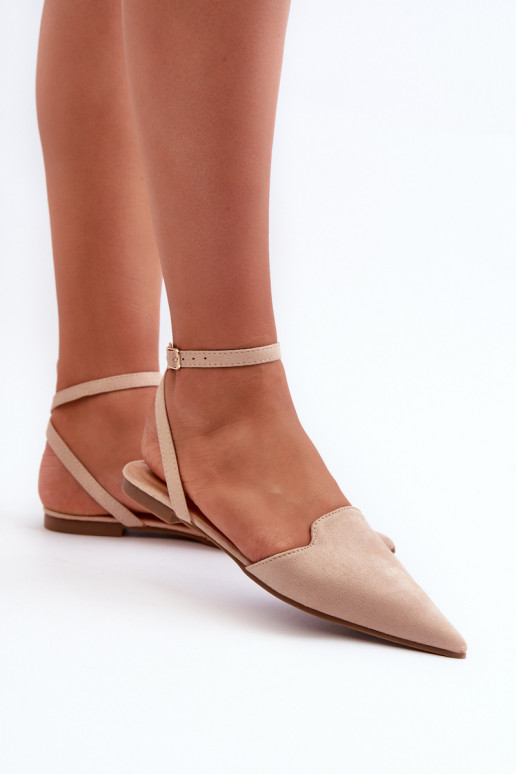 ballerine con nastri in eco-camoscio Z Scarpe a punta beige Ellesara