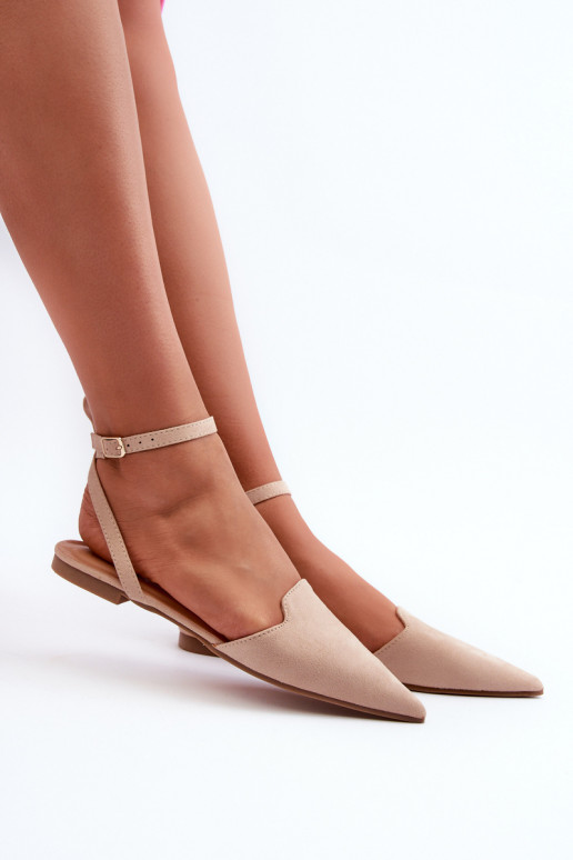 ballerine con nastri in eco-camoscio Z Scarpe a punta beige Ellesara