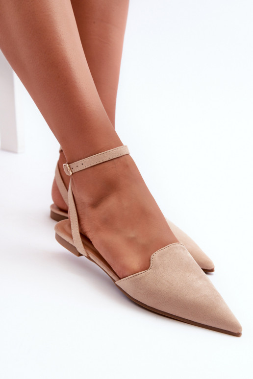 ballerine con nastri in eco-camoscio Z Scarpe a punta beige Ellesara