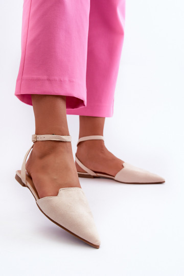 ballerine con nastri in eco-suede Z Noskami a punta avorio Ellesara 2