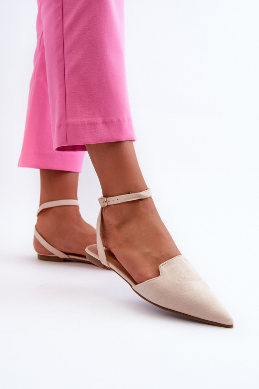 ballerine con nastri in eco-suede Z Noskami a punta avorio Ellesara