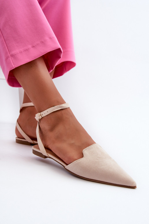 ballerine con nastri in eco-suede Z Noskami a punta avorio Ellesara