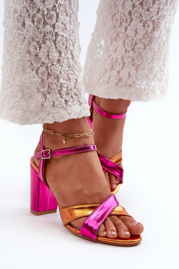 Sandali eleganti con tacco alto in pelle sintetica rosa Abilica