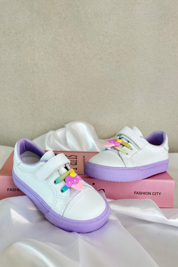 Scarpe da ginnastica per bambini per il tempo libero Z Przypinku Colore bianco-viola Pennyn 2