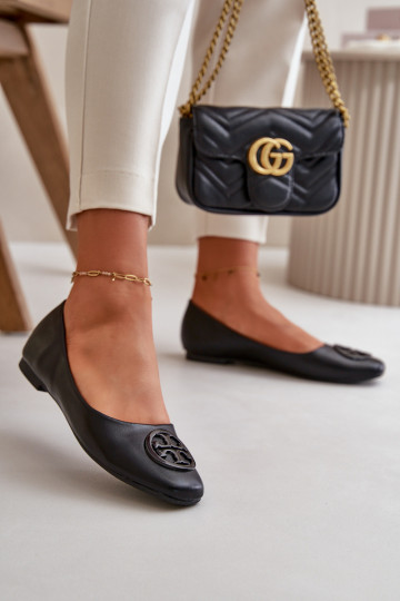 Ballerine Femminile con ornamenti Eko Pelle colore nero Rhodike