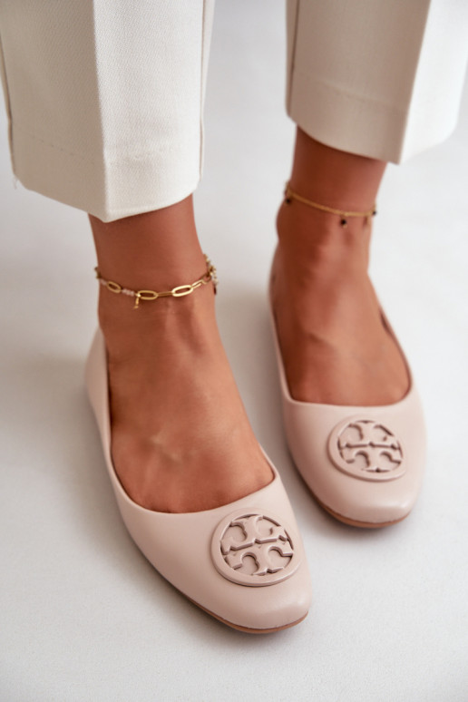 Ballerine Femminile con ornamenti Eko Pelle beige Rhodike